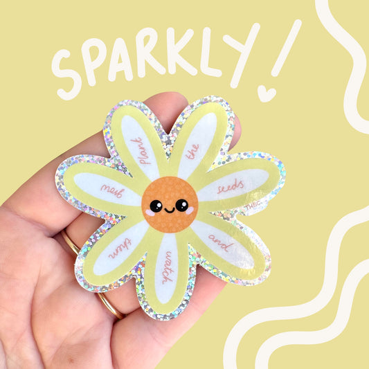 Holo glitter flower Vinyl Sticker