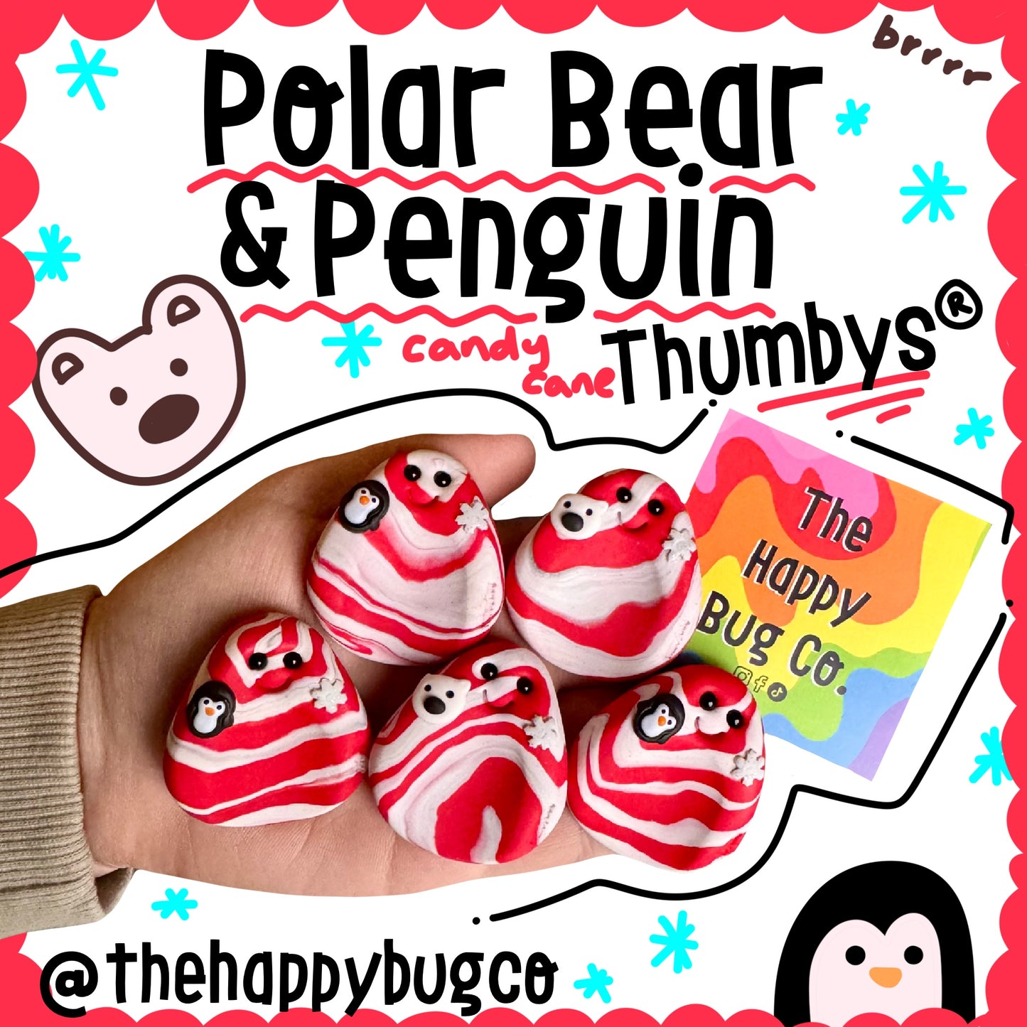 Polar Bear & Penguin Candycane Thumby