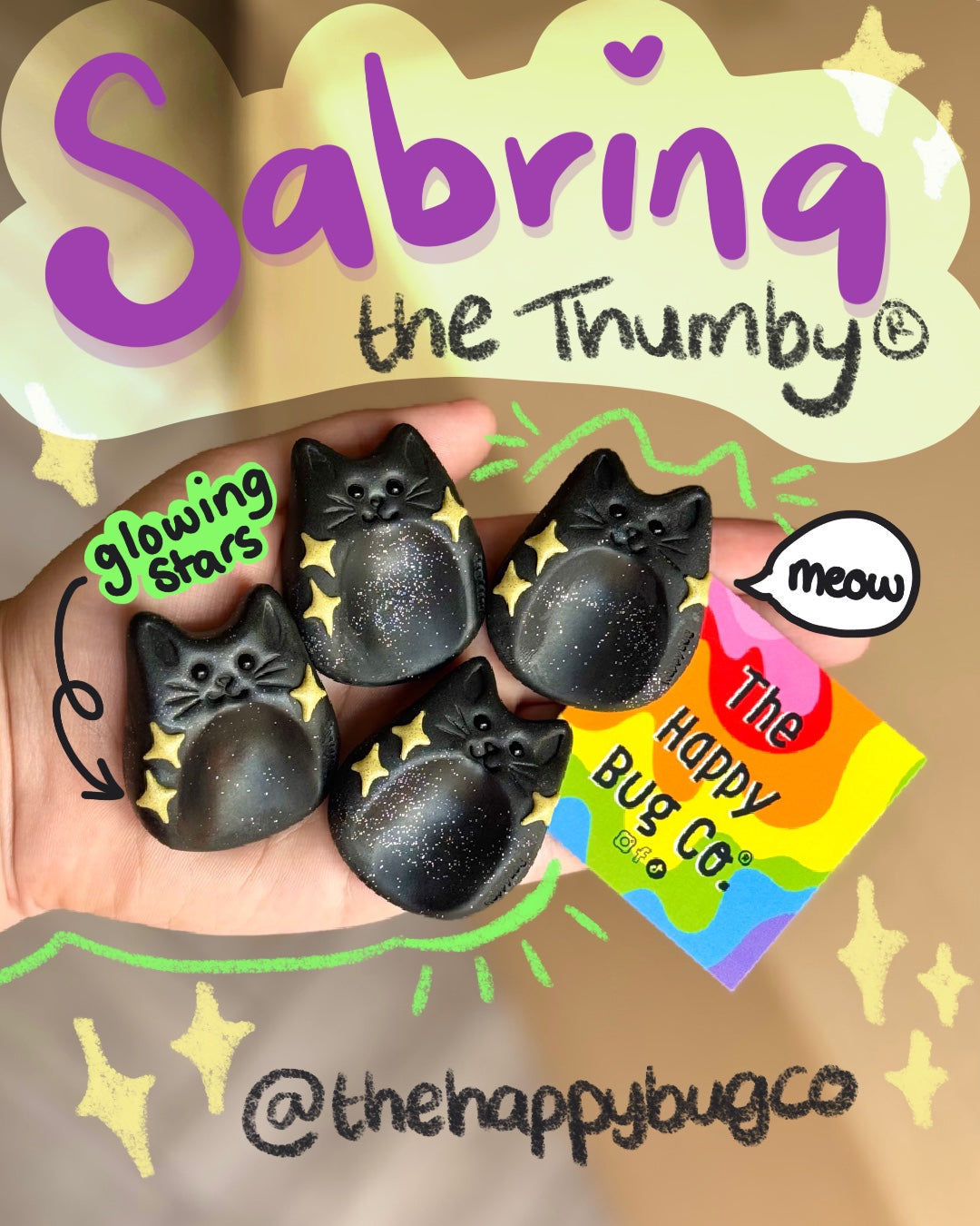 Sabrina Cat Thumby (glow in the dark stars)