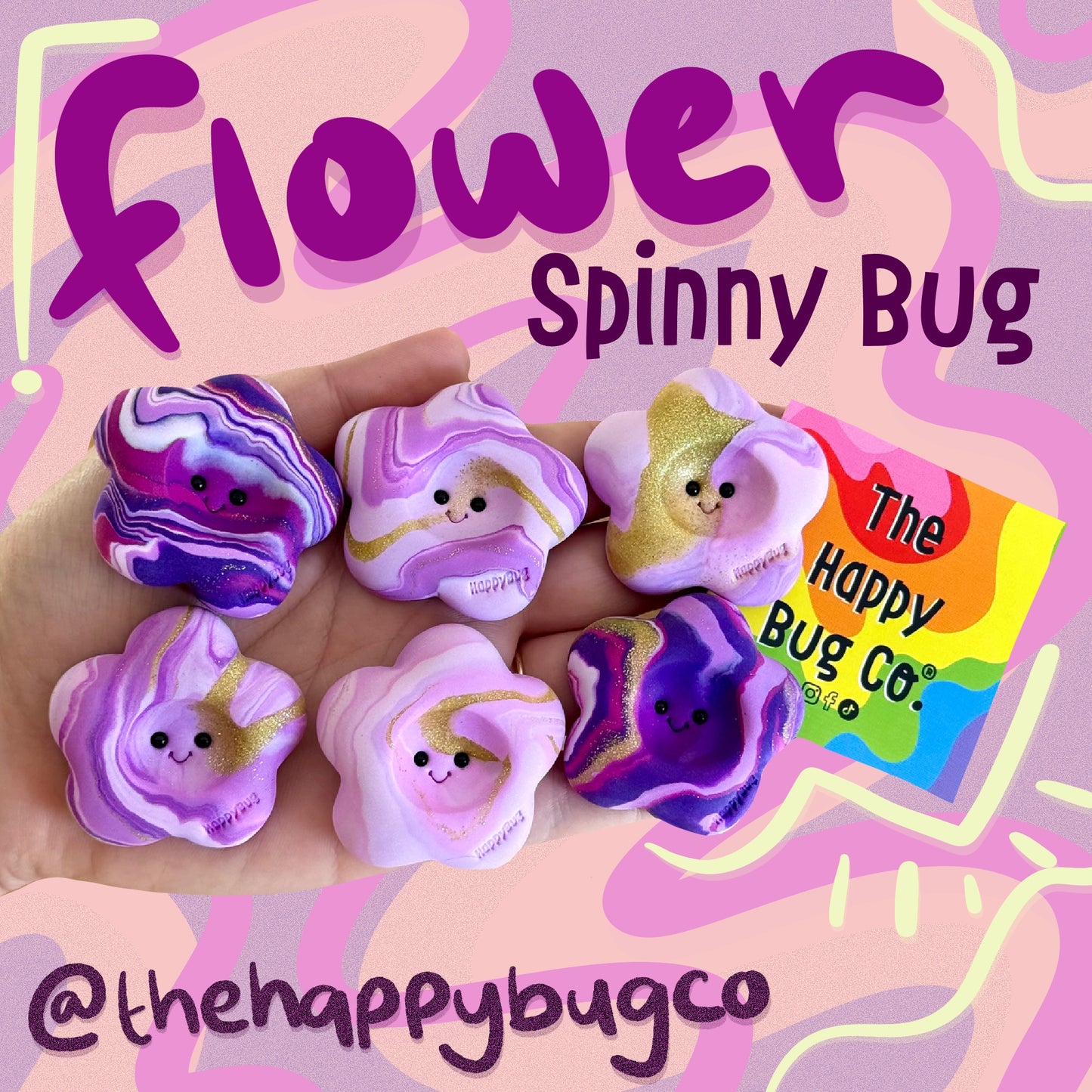 Flower Spinny Bug (pinks & purples)