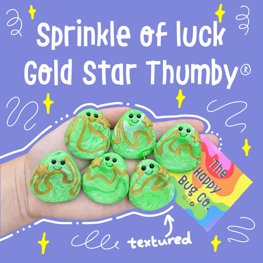 Green Sprinkle Of Luck Gold Star Thumby (textured)