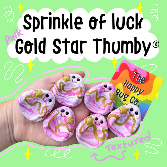 Pink Sprinkle Of Luck Gold Star Thumby (textured)